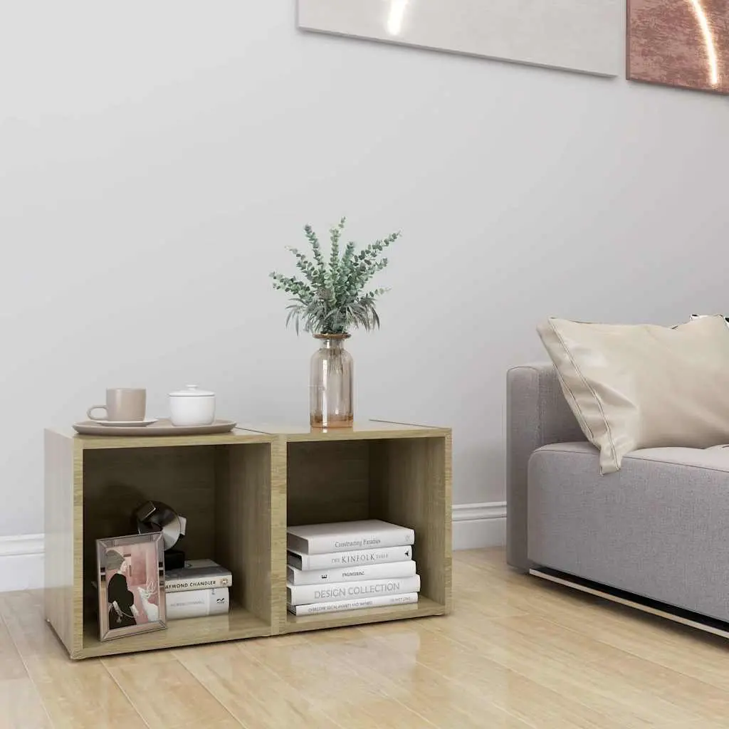 TV Cabinets Brown 37x35x37 cm 2 Piece Ground Stand Storage Unit