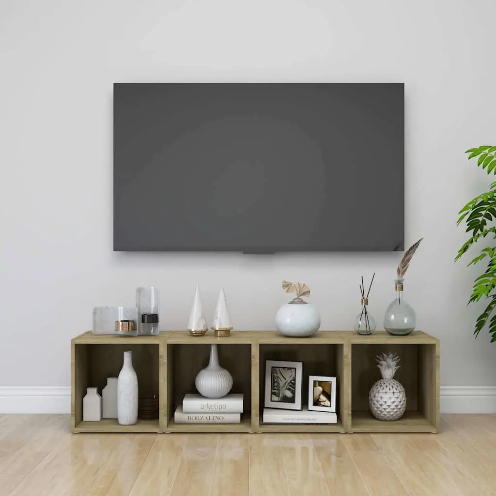 TV Cabinets Brown 37x35x37 cm 2 Piece Ground Stand Storage Unit
