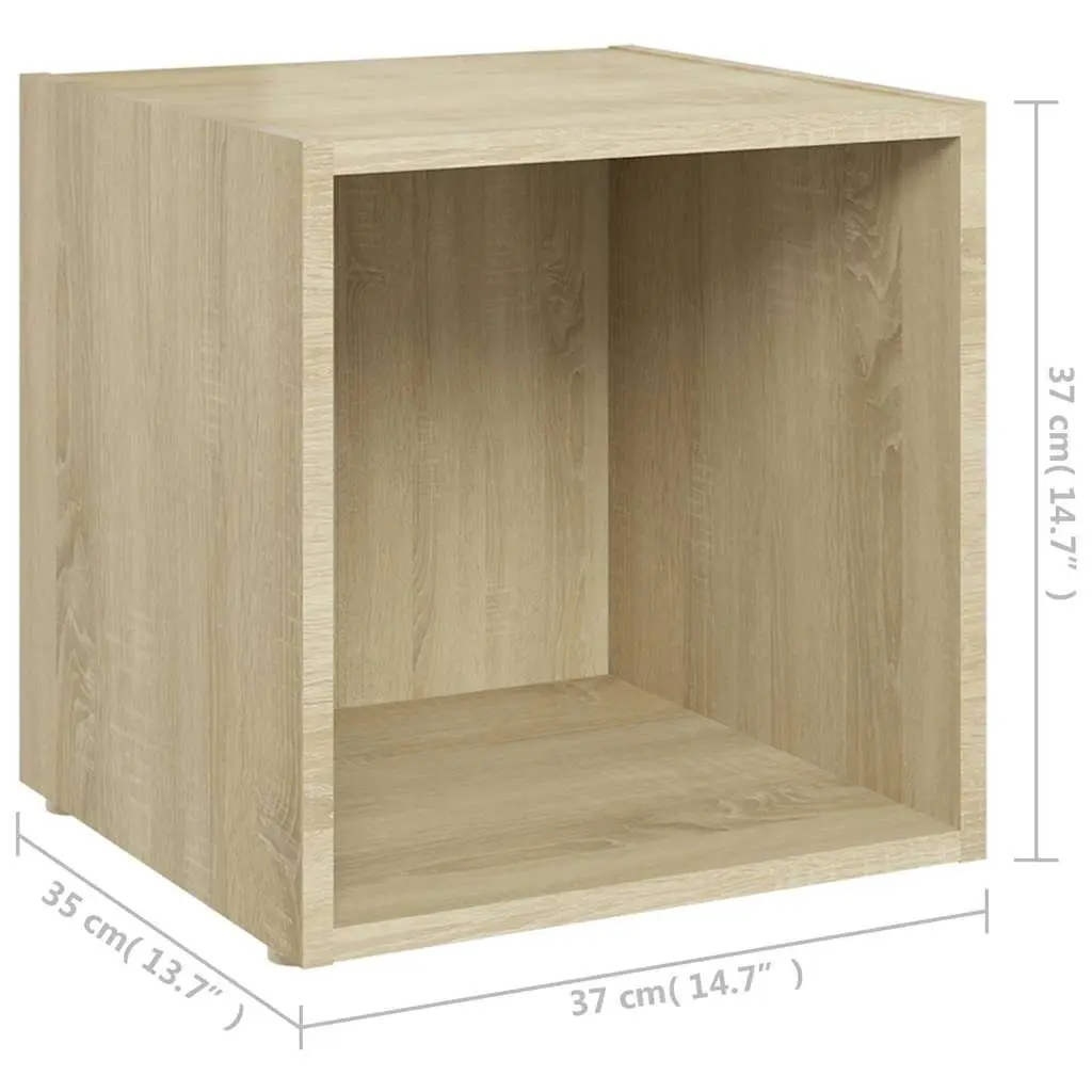 TV Cabinets Brown 37x35x37 cm 2 Piece Ground Stand Storage Unit