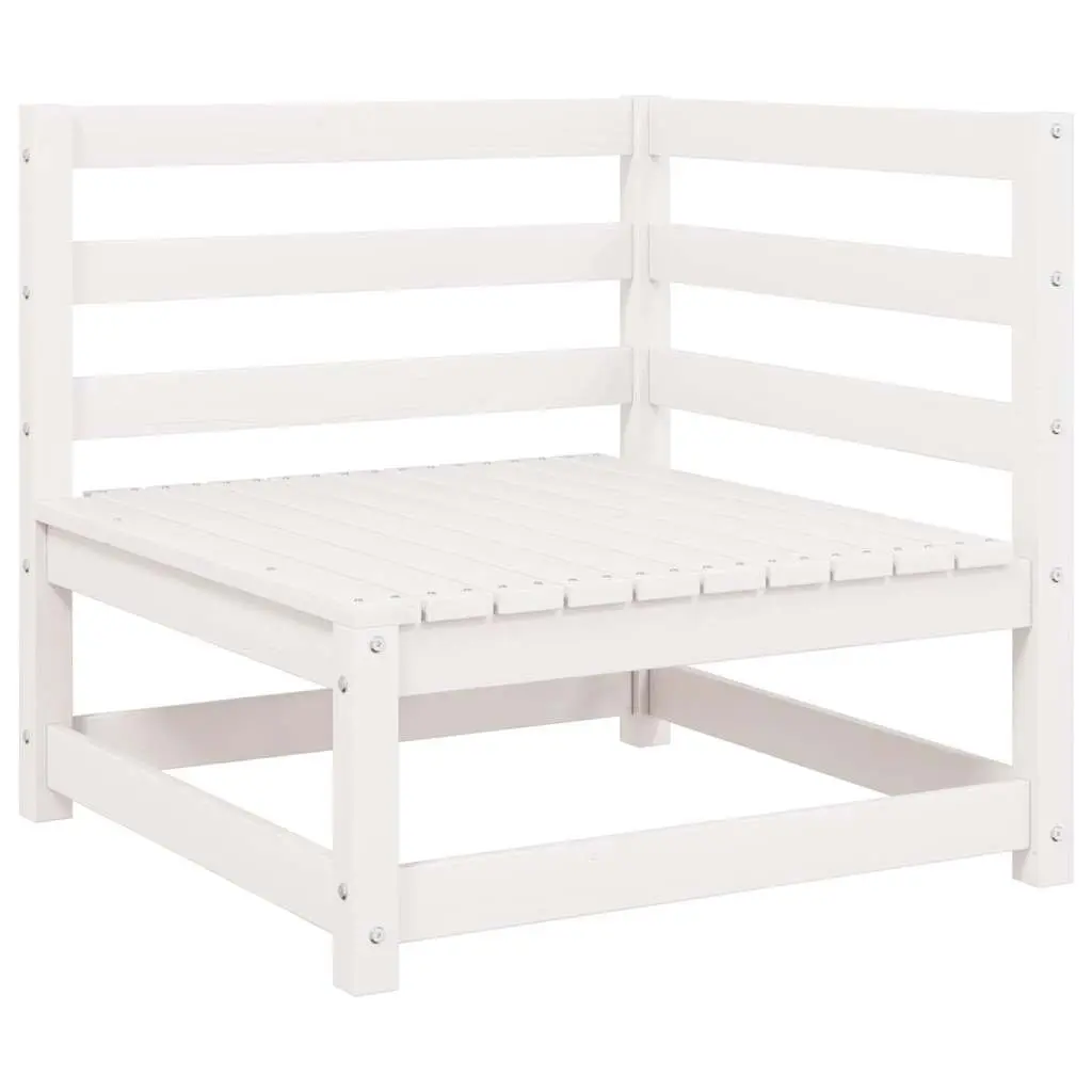 Garden Corner Sofa White Solid Pinewood Outdoor Sectional Modular Lounge Seating