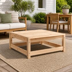 Compact and Sturdy Outdoor Wooden Ottoman