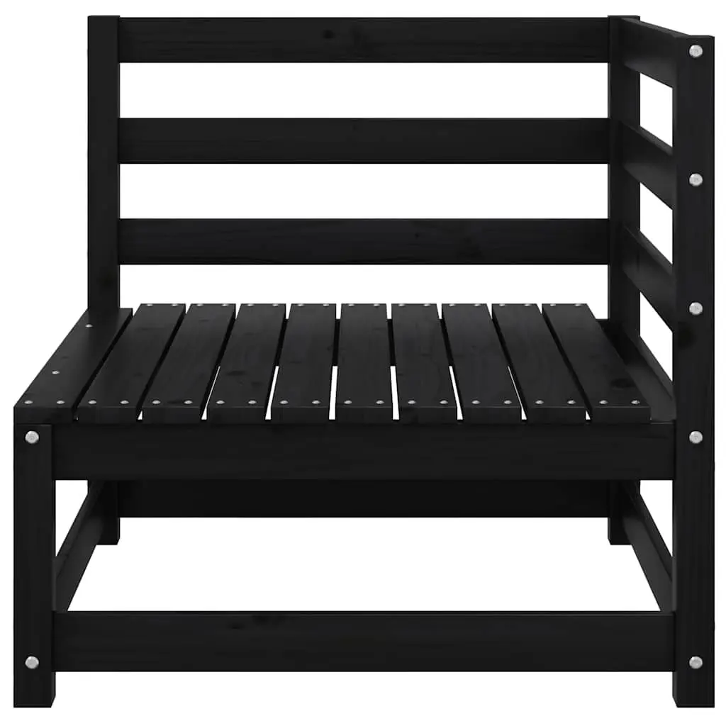 Outdoor Corner Sofa 2 pcs Black Solid Pinewood Garden Sectional Seating Lounge