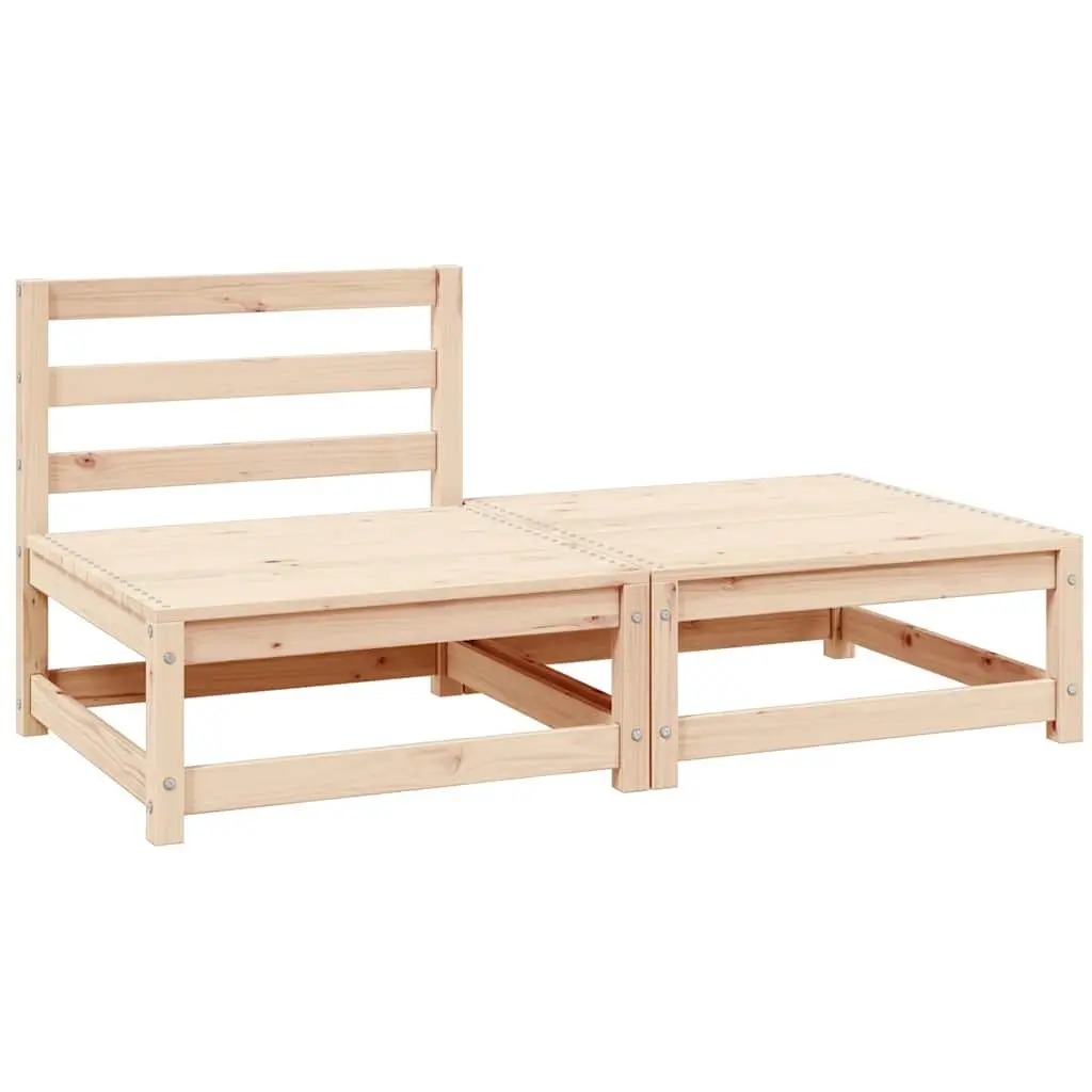 2 Piece Garden Lounge Set Brown Solid Pinewood Modular Outdoor Sofa