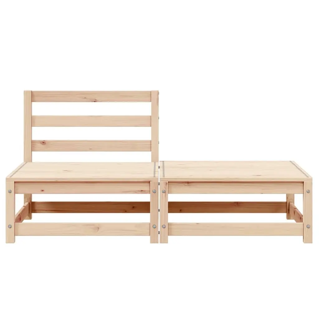 2 Piece Garden Lounge Set Brown Solid Pinewood Modular Outdoor Sofa