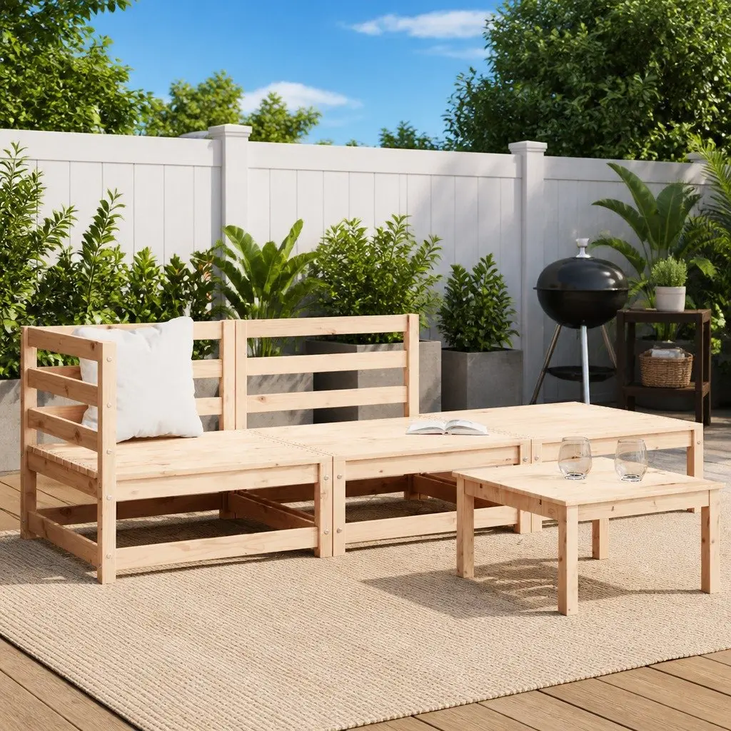 3 Piece Garden Lounge Set Brown Modular Outdoor Sectional Sofa