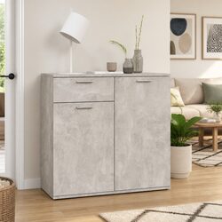 Compact Grey Storage Sideboard with 2 Doors and Drawer