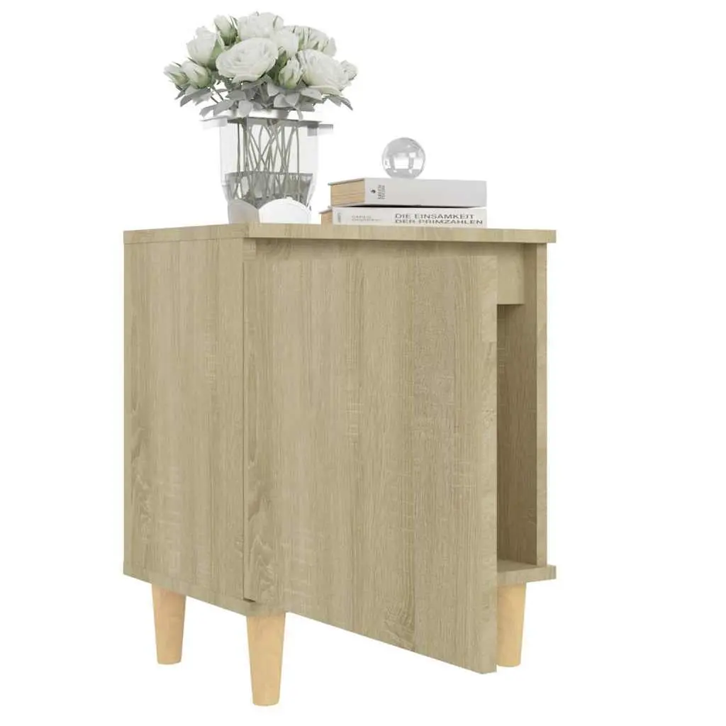 Bedside Table Sonoma Oak 40x30x50cm Wooden Legs Reversible Door Hinge