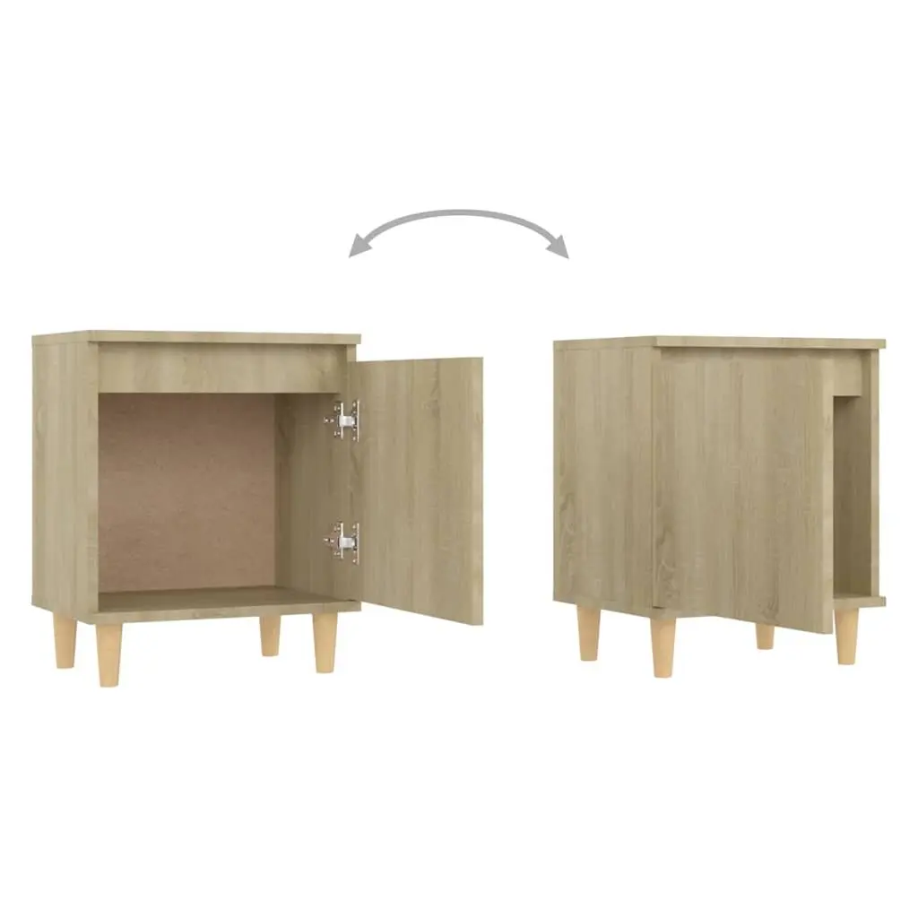 Bedside Table Sonoma Oak 40x30x50cm Wooden Legs Reversible Door Hinge