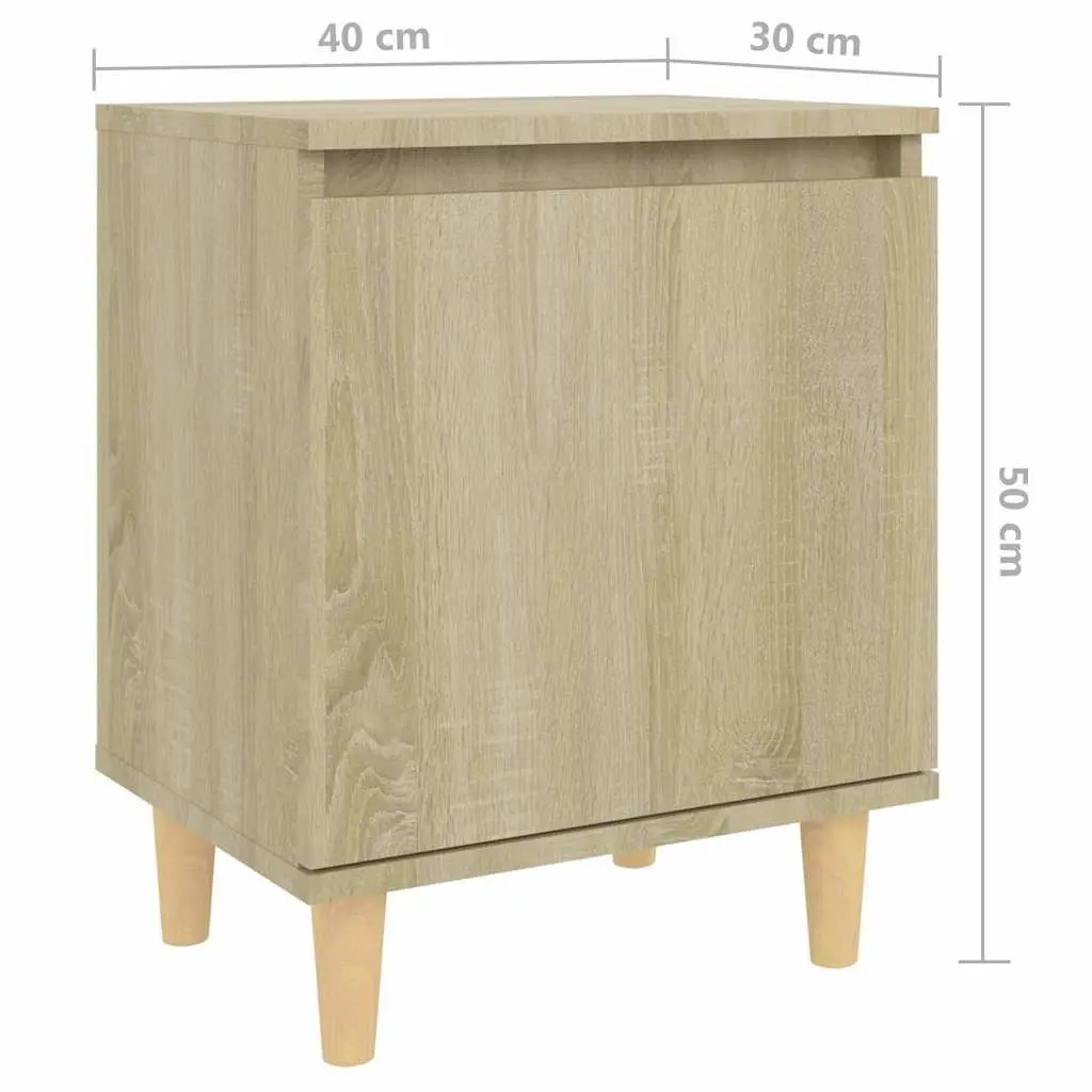 Bedside Table Sonoma Oak 40x30x50cm Wooden Legs Reversible Door Hinge
