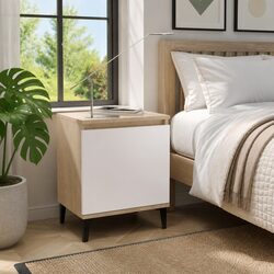 Compact Bedside Table with Reversible Design