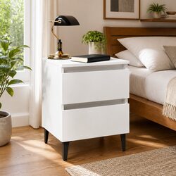 Bedside Tables Set of 2 White Bed Cabinets Nightstands with Drawers Storage