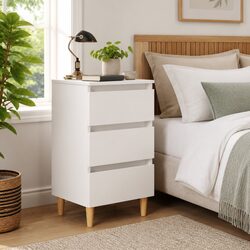 White Nightstand with 3 Drawers - Smart and Stylish
