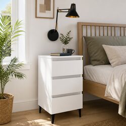 Compact Nightstand with Three Drawers for Storage