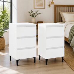 Compact White Bedside Tables – 2 Durable Pieces
