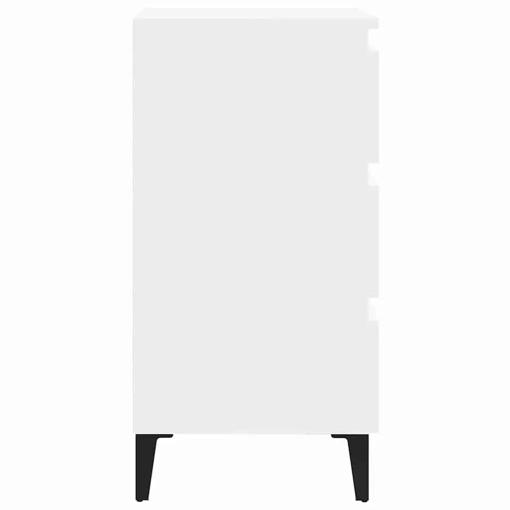 Bedside Table White 40x35x69 cm 2 Piece Metal Legs Nightstand