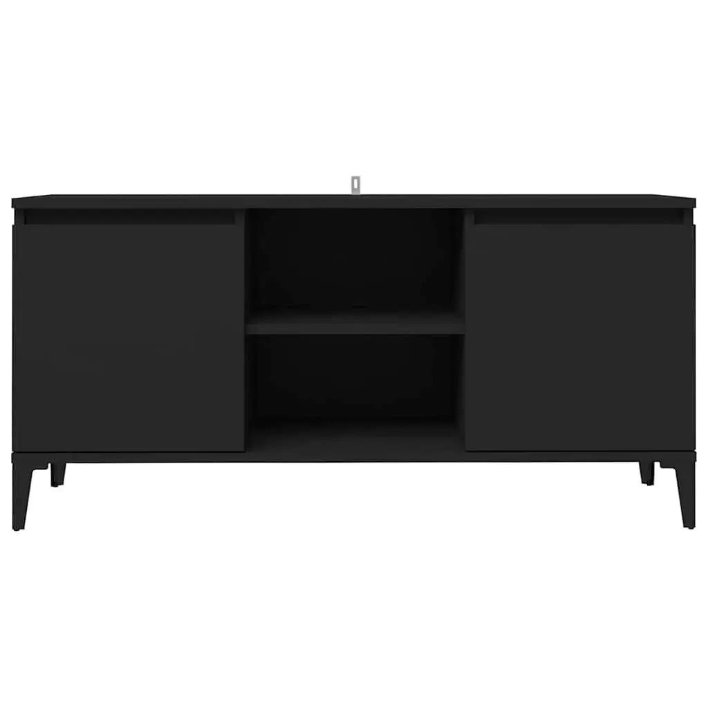 TV Cabinet with Metal Legs Black Industrial Style Living Room Storage Media Unit