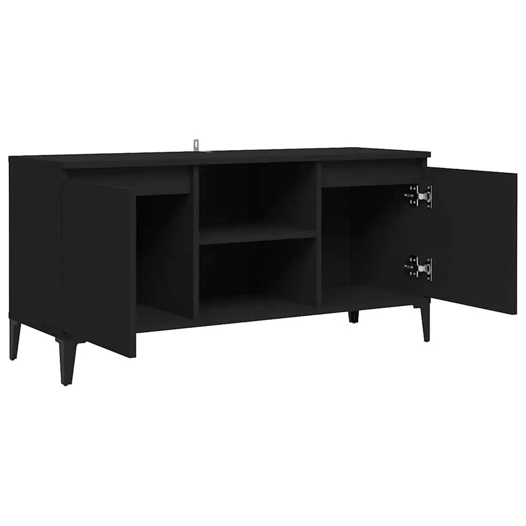 TV Cabinet with Metal Legs Black Industrial Style Living Room Storage Media Unit