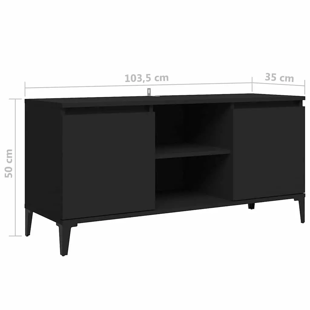 TV Cabinet with Metal Legs Black Industrial Style Living Room Storage Media Unit
