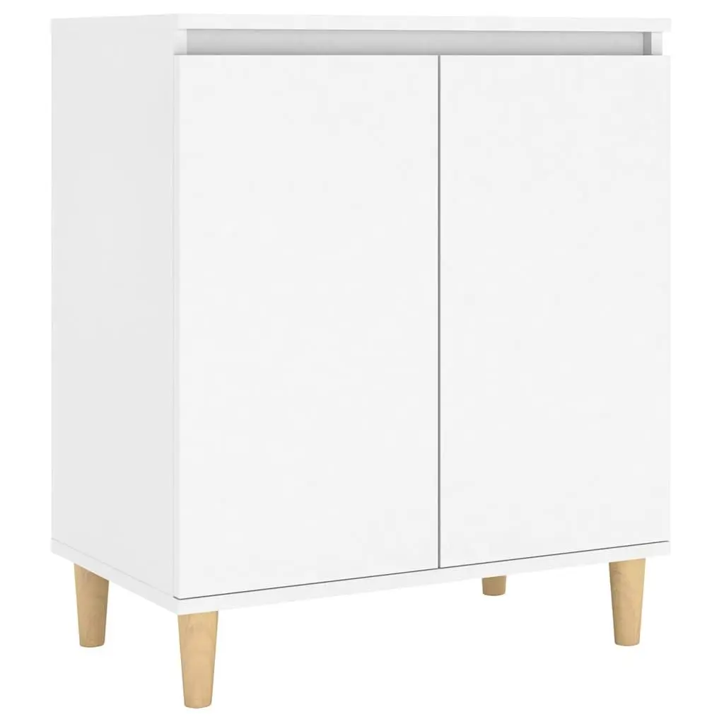Sideboard White Storage Cabinet with Wood Legs 60x35x70cm Engineered Wood Buffet