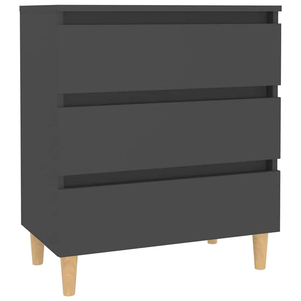 Grey Storage Cabinet Sideboard Scandinavian Style 3 Drawers Wooden Legs Display Surface