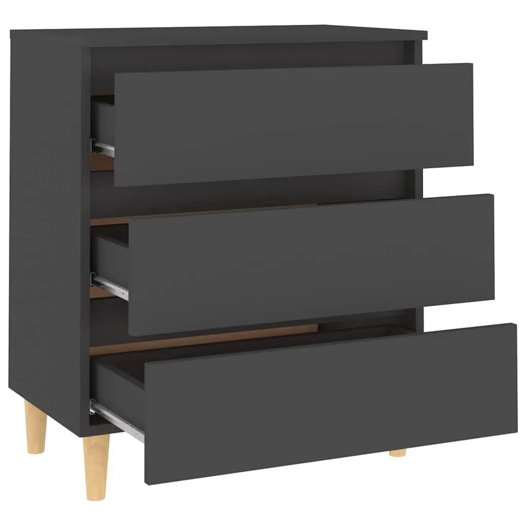 Grey Storage Cabinet Sideboard Scandinavian Style 3 Drawers Wooden Legs Display Surface