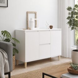 Compact White Sideboard with 2 Drawers and Doors