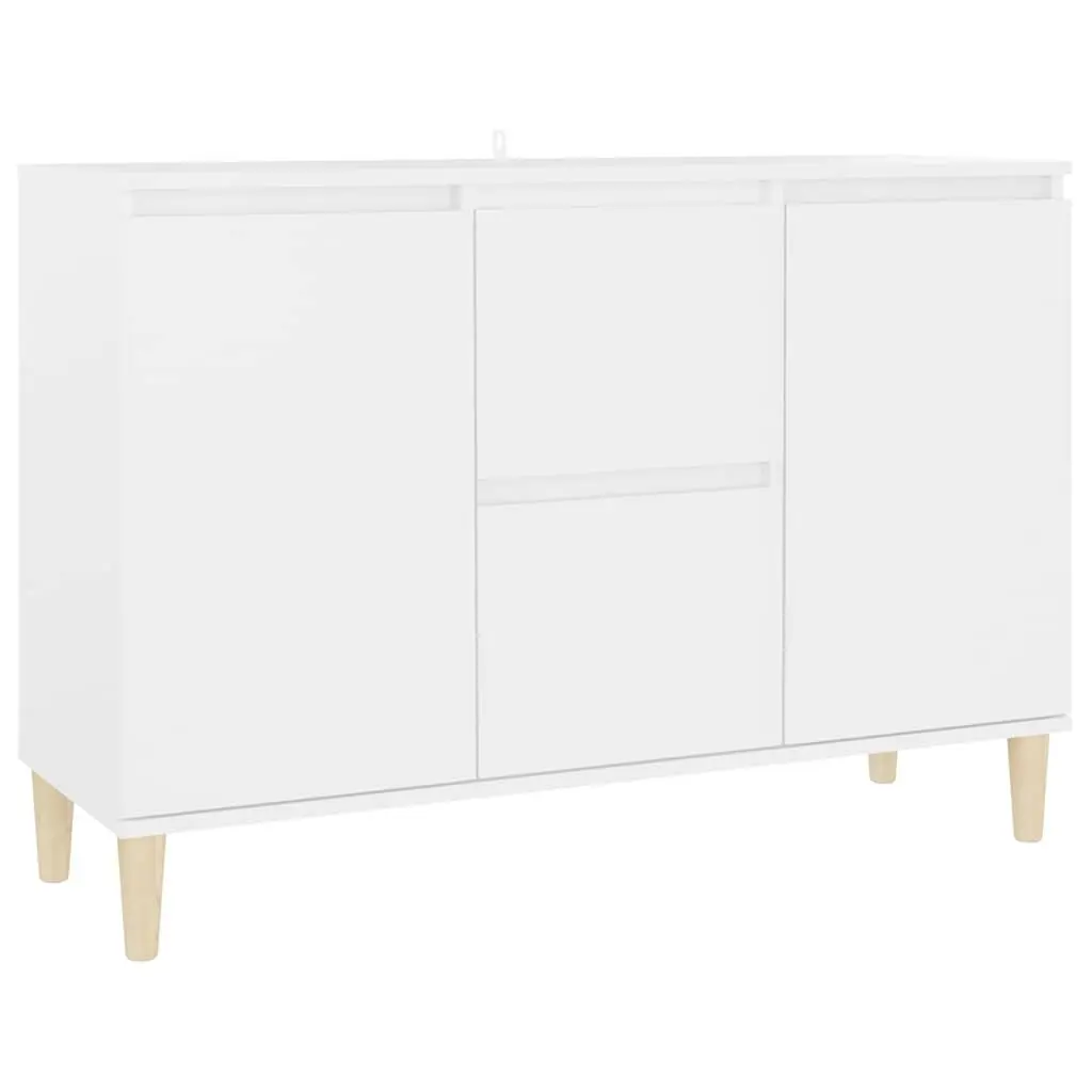 Sideboard Cabinet Storage Furniture Engineered Wood White 2 Drawers 2 Doors