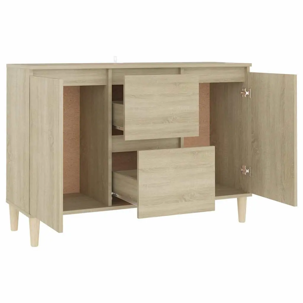 Brown Sideboard Cabinet Engineered Wood 2 Doors 2 Drawers Living Room Storage