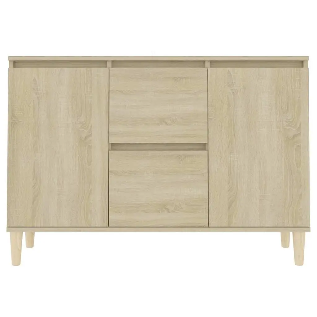 Brown Sideboard Cabinet Engineered Wood 2 Doors 2 Drawers Living Room Storage