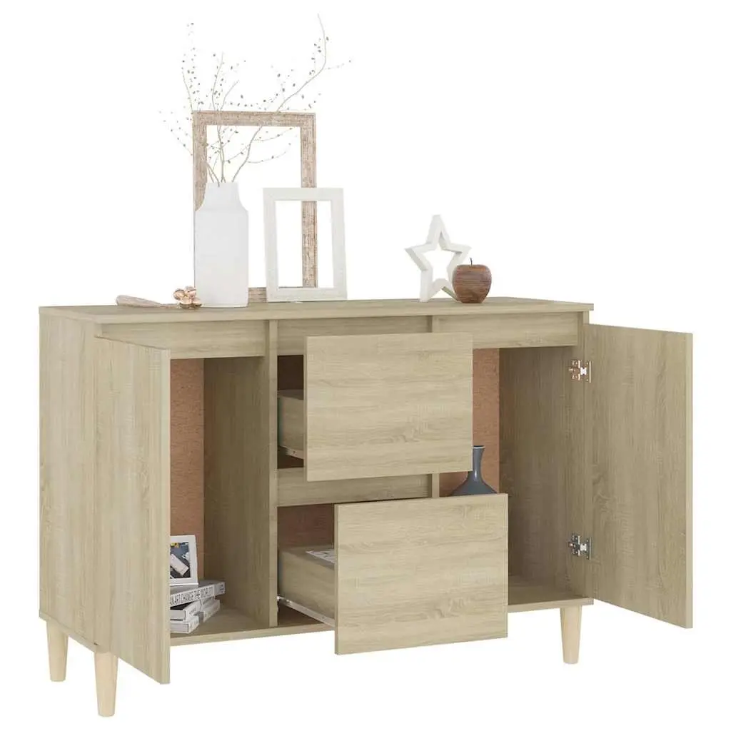 Brown Sideboard Cabinet Engineered Wood 2 Doors 2 Drawers Living Room Storage