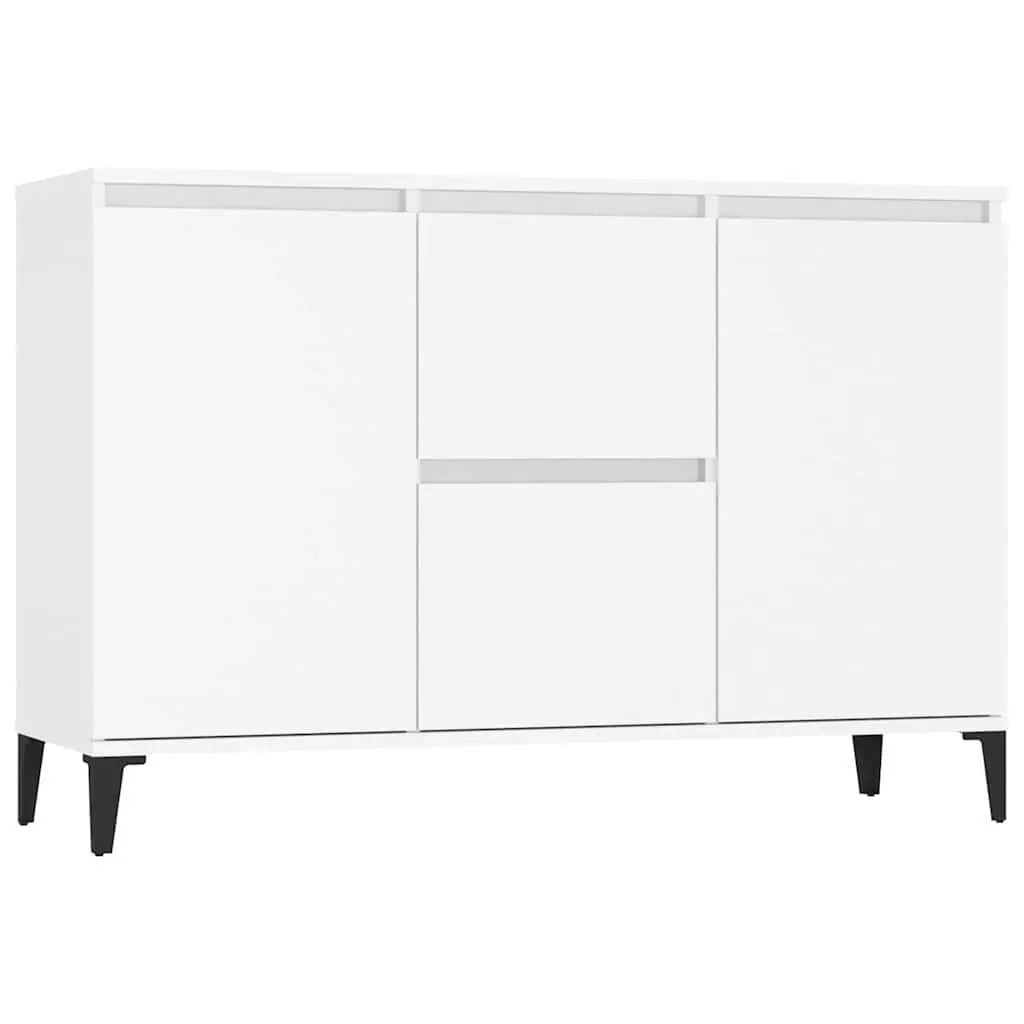 Sideboard Cabinet White 102 x 35 x 70 cm Industrial Style 2 Drawers 2 Doors Storage Furniture
