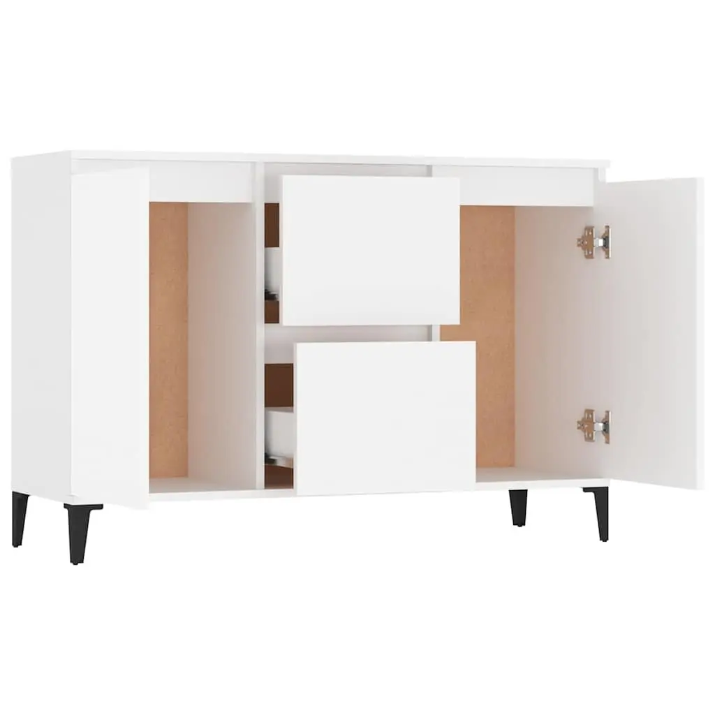 Sideboard Cabinet White 102 x 35 x 70 cm Industrial Style 2 Drawers 2 Doors Storage Furniture