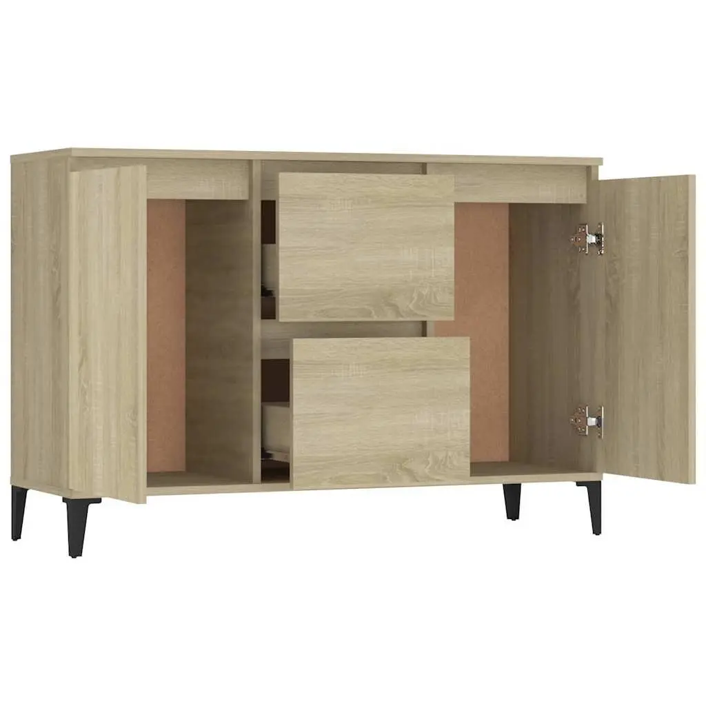 Sideboard Brown 102W x 35D x 70H cm 2 Drawers 2 Doors Storage Cabinet Living Room Furniture