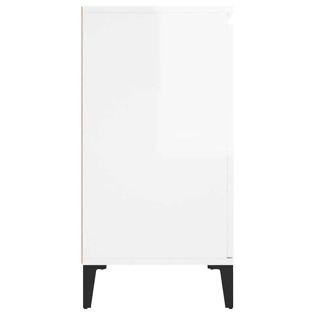 Sideboard High Gloss White Storage Cabinet with Drawers Doors Industrial Design
