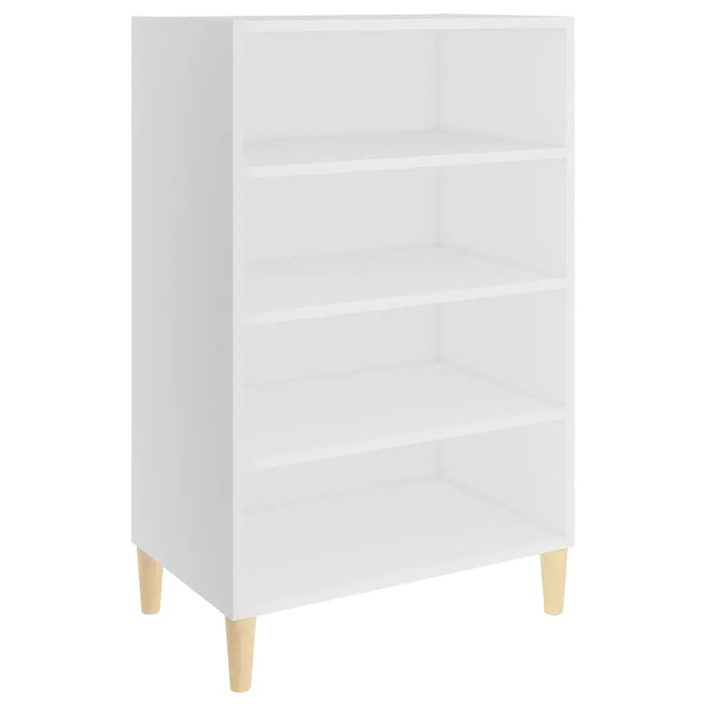 Sideboard White Engineered Wood 4 Shelves Living Room Storage Cabinet