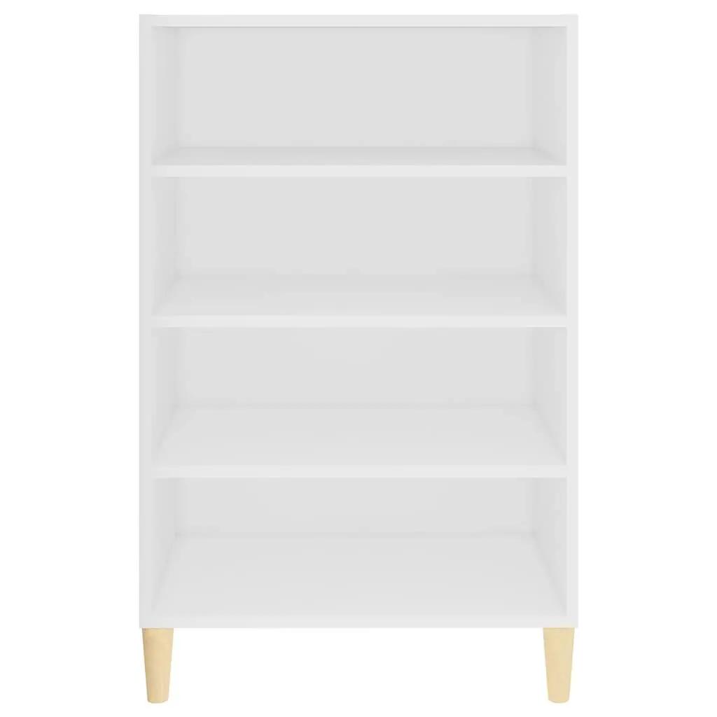 Sideboard White Engineered Wood 4 Shelves Living Room Storage Cabinet