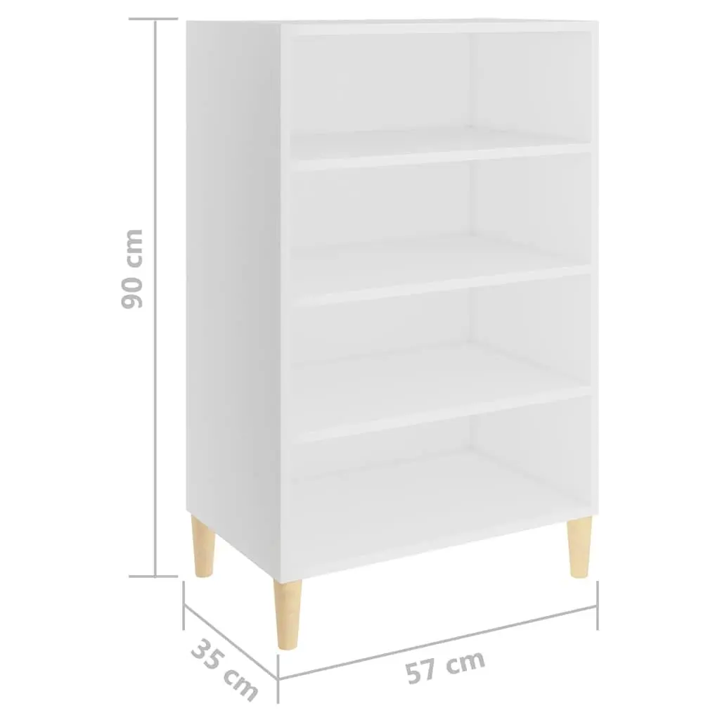 Sideboard White Engineered Wood 4 Shelves Living Room Storage Cabinet