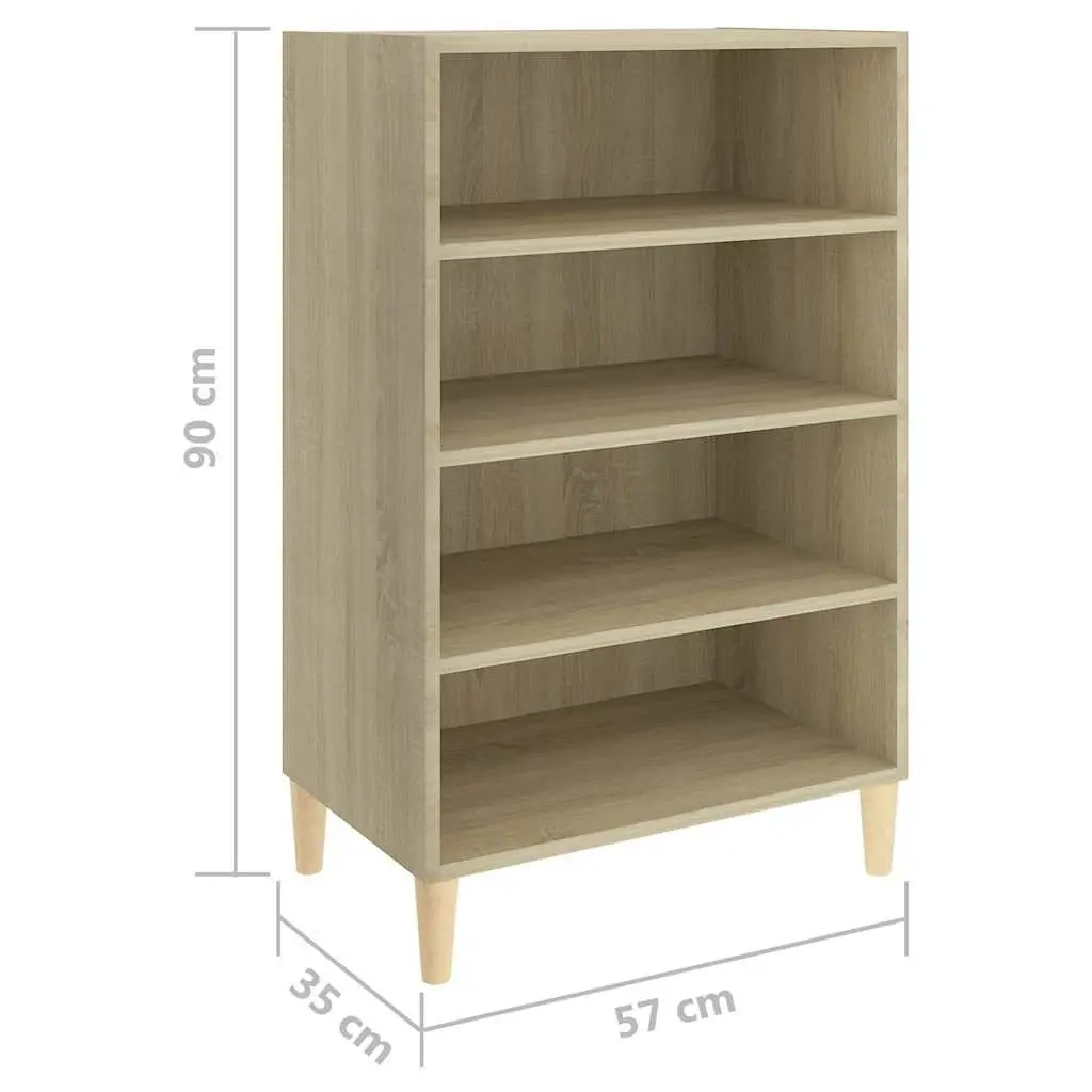 Sideboard Storage Cabinet Brown Engineered Wood 4 Shelves Sturdy Top Surface