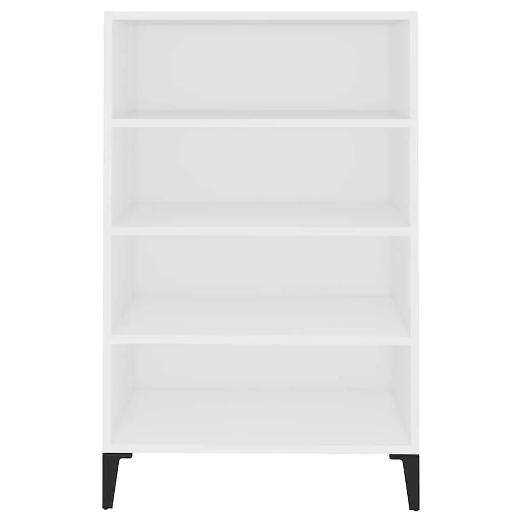 Sideboard White Engineered Wood 4 Shelf Storage Cabinet Living Room Buffet