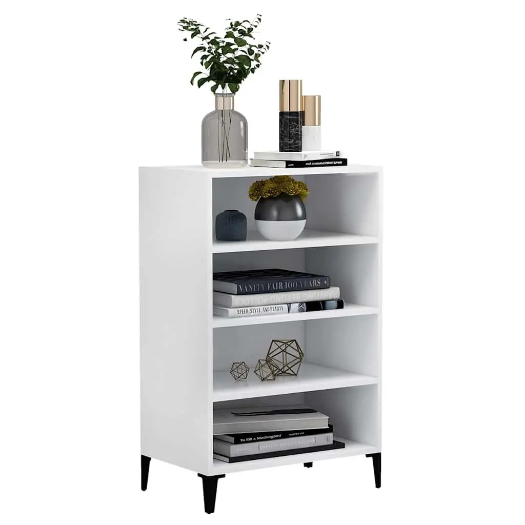 Sideboard White Engineered Wood 4 Shelf Storage Cabinet Living Room Buffet