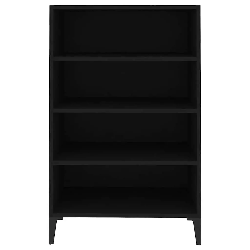 Sideboard Cabinet Black 4 Shelves Engineered Wood Living Room Storage Furniture