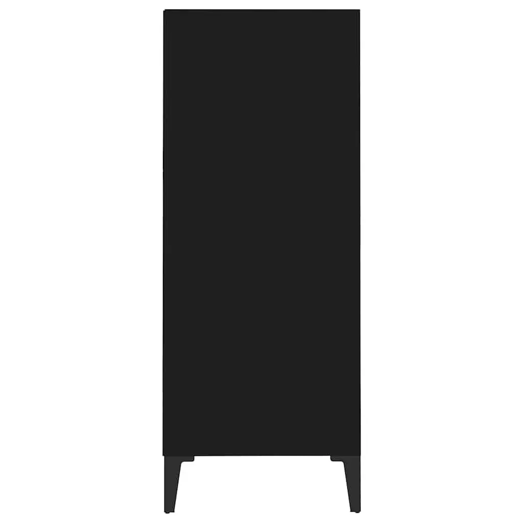 Sideboard Cabinet Black 4 Shelves Engineered Wood Living Room Storage Furniture