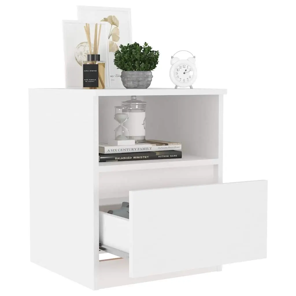 Bedside Table White 40x40x50cm 1 Drawer 1 Shelf Storage Organizer
