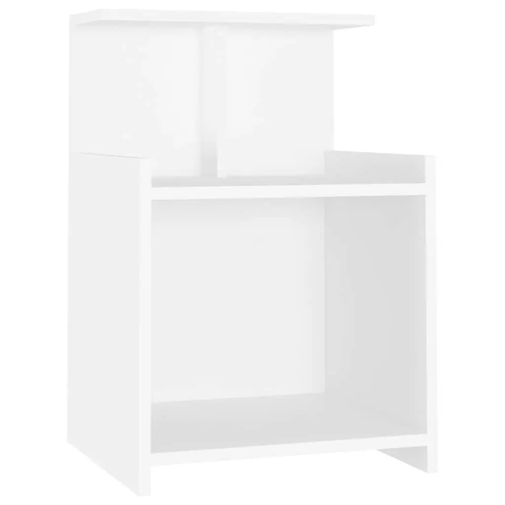 Bedside Tables White 2 Piece 3 Open Shelves Sturdy Construction
