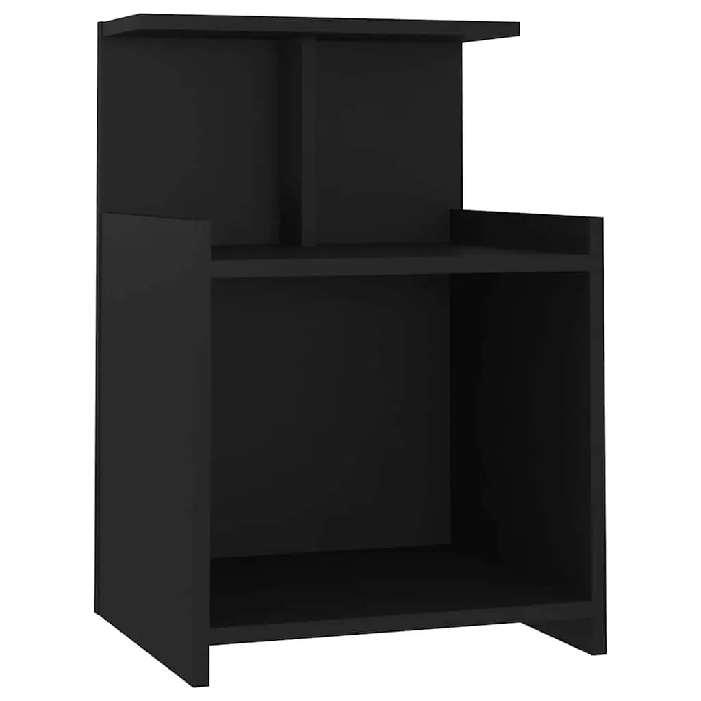 Bedside Tables Black 40 x 35 x 60 cm 2 Piece Open Shelves Storage Side Cabinet