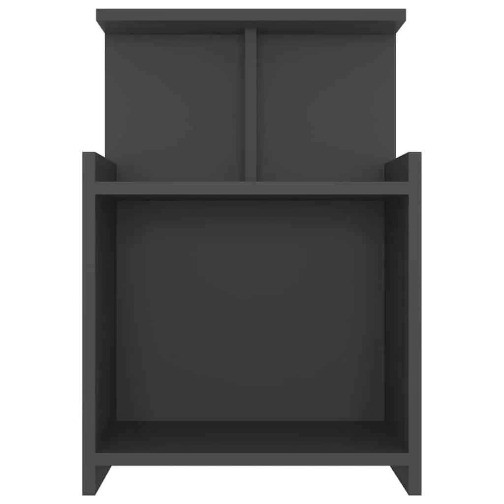 Grey Nightstand 40x35x60cm Bedside Table Engineered Wood with 3 Open Shelves