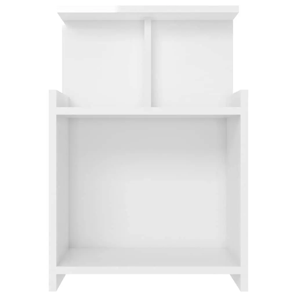 Bedside Tables High Gloss White 40x35x60cm 2pcs Nightstands with Open Shelves