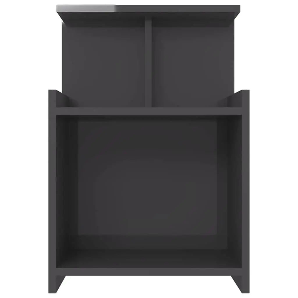 Bedside Table Grey 40x35x60 cm High Gloss 2 Piece Storage Nightstand