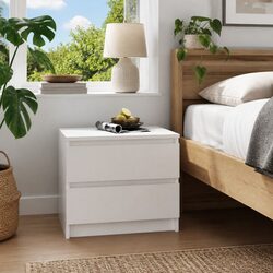 White Nightstand 50x39x43.5 cm with Drawers