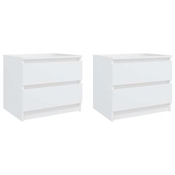 Compact White Nightstands with Two Drawers - 2 pcs